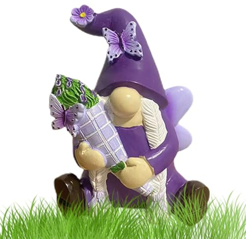 Desk Gnomes Figurine - Purple Garden Gnome Sculpture, Playful Gnome Decoration | Shelf and Desk Ornament with Durable Resin Construction for Office or Entryway, Figur