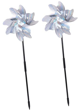 SHINEOFI 2 pièces Moulin à Vent Réfléchissant Anti-Oiseaux Dispositif de Protection Jardin et Balcon Outil sans Danger pour Éloigner Pigeons et Oiseaux Nuisibles Décoration Extérieure