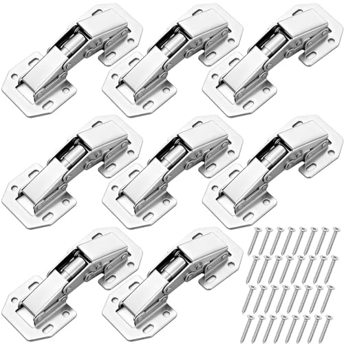 8 Pack Cabinet Hinges Kitchen Cupboard Hinges Bedroom Wardrobe Door Hinges Close Hinge for Kitchen Bathroom Bedroom Wardrobe Dining Room Full Overlay Mute Hydraulic Soft Close (64Pcs Screws)