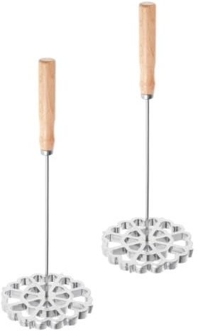 OKUMEYR 2 Pièces Emporte-pièce à Rosettes Suédois, Moule à Biscuits Timbale, Alliage D'aluminium et Bois, Argenté, Cuisine Maison et Petit-déjeuner