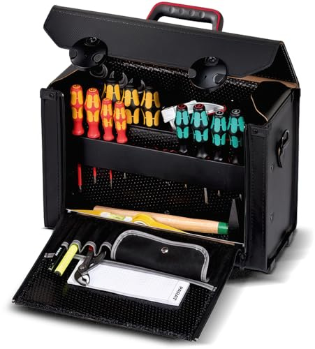 PARAT TOP-LINE Allround CP-7 Werkzeugtasche leer | Robuster Werkzeugkoffer aus Leder & Con-Pearl® | Mit CP-7 Haltern für bis zu 43 Werkzeuge | Viel Stauraum für Handwerk & Service