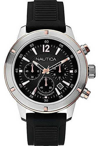 Nautica A17654G - Orologio da polso da uomo, cinturino in silicone colore nero