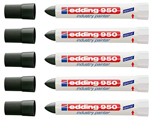 edding Specialmarker 950 industrimålare, 10 mm | (5 märkare, svart)