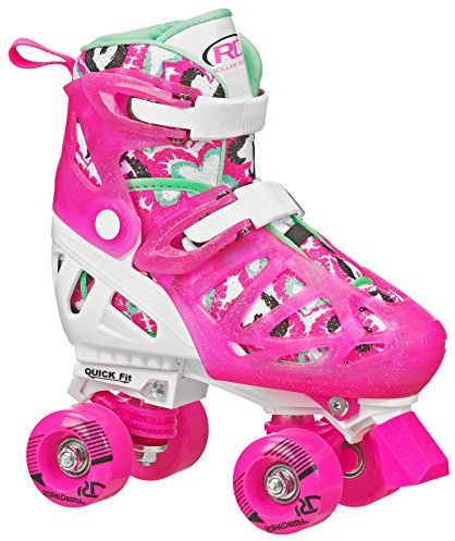 Roller Derby Trac Star Girl's Adjustable Roller Skates, White/Pink, (3-6)