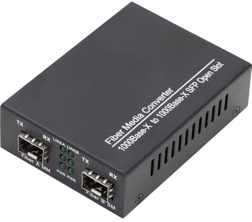 DIGITUS Gigabit Multimode zu Singlemode Medien Konverter SFP 155Mbps 1.25Gbps 850nm Converter 1 Gbps 1.25