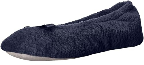 Isotoner Ballerines en microterry pour femme - Motif chevron, bleu marine, 39/40.5 EU