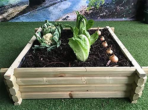 Norlog Wooden Garden Planter Square Raised Vegetable/Flower Bed Large 65 x 65
