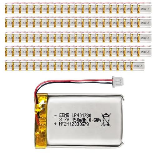 EEMB Lithium Polymer battery 3.7V 150mAh 401730 Lipo Rechargeable Battery Pack with wire Molex Connector for Dashcam-confirm device & connector polarity before purchase(100)