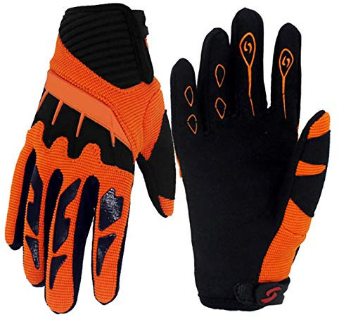 WanBeauty, guanti da ciclismo per mountain bike, guanti invernali caldi, per bambini, pattinaggio, scooter, bicicletta, protezione completa delle dita – arancione S