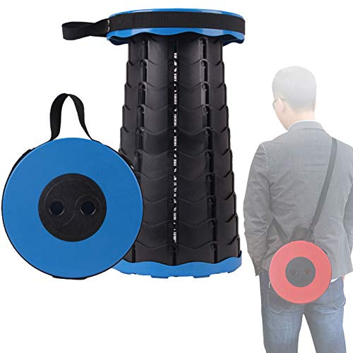 Tragbarer Klapphocker, Camping Hocker, Teleskophocker im Freien Skizzieren Angeln Kunststoff Hocker Höhenverstellbarer das Upgrade der Dritten Generation BBQ Haushaltshocker, Belastung 400kg,Blau