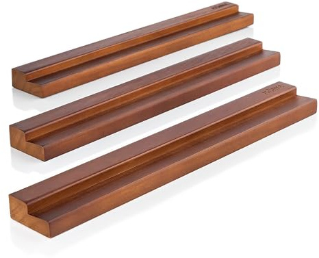 MÖNKE 3 Vinyl-Schallplattenregale - Präsentieren Sie Ihre aktuellen oder bevorzugten Schallplatten elegant an der Wand - Für 3 Schallplatten beliebiger Größe (Braun)