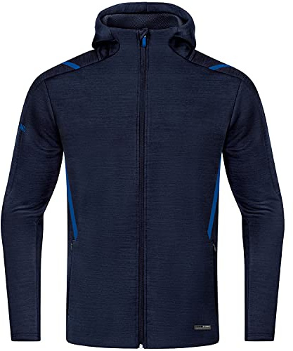JAKO Herren Freizeitjacke Challenge mit Kapuze, Marine-Meliert/Royal, M