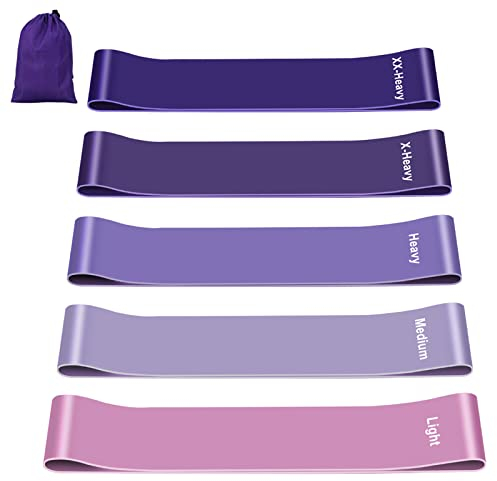 Resistance Bands [Set of 5], Resistance Band for Women and Men, Skin-Friendly Resistance Fitness Exercise Loop Bands 5 Levels for Legs and Glutes,Arms,Pilates,Yoga-Carry bag included