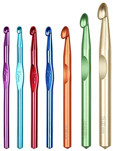 Coopay Uncinetto grandi dimensioni 6,5 mm, 7,0 mm, 8,0 mm, 9,0 mm, 10 mm più grande 12 mm 15 mm, uncinetto grosso, ganci giganti per lana spessa, gancio in metallo di grandi dimensioni per borse