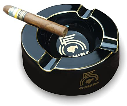 Cigar Ashtray 8 Round Cigarettes Large Rest Outdoor Cigars Ash tray for Patio/Outside/Indoor Ash trays for Men (Black)