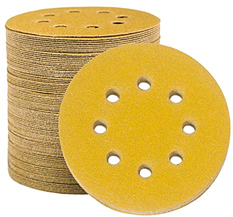 STEBRUAM Disco de Lija Discos de Lija de 100 Piezas 80 Granos Discos de Lija 125mm Papel abrasivo autoadhesivos Discos de Pulir Hook and Loop Papel de Lija Abrasivos 8 Agujeros para Lijadora Orbital