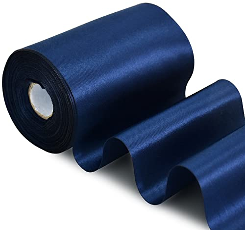 TONIFUL Breit Satinband Farbiges Stoffband für Geschenkband Öffnen des Schleifen Große Öffnung der Bänder Den Stuhl Hochzeit Party Dekoration Valentinstag Weihnachten-Marineblau 10cm x 20m