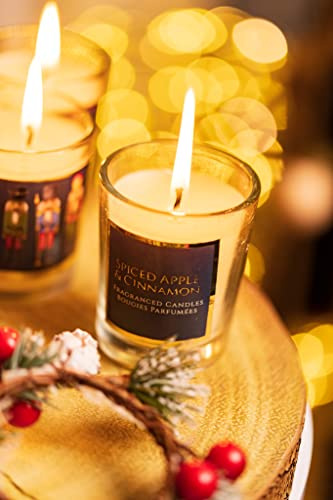 Marco Paul Votivkerzen-Set mit 3 weihnachtlichen Apfel- und Zimt-Duftkerzen, in Geschenkbox, parfümiert, Weihnachtsduft, Vintage-Stil, für Zuhause, Duftkerzen, festliches Geschenk, Heimdekoration
