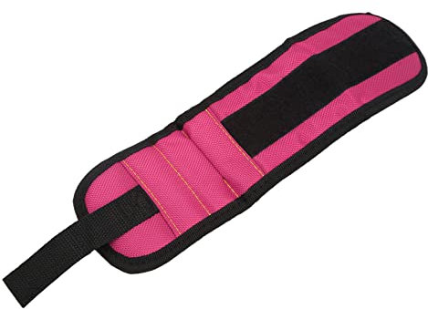 Magnetisches Armband in Rosarot, mit wasserdichtem Werkzeug-Aufbewahrungsgürtel und 2 Magneten zum sicheren Halten von Schrauben, Nägeln und Bohrern