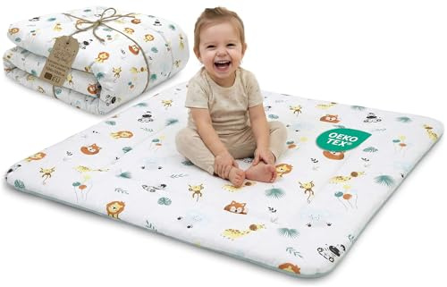 Lekmatta Krypmatta för Baby – Stor Spelmatta Golvmatta för Barn Perfekt för Barnrum Leksäng Mjuk Halkfri Baby Lekmatta Hopfällbar och Lätt att Rengöra Oeko-Tex-certifikat