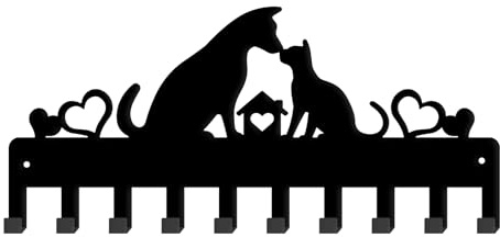 SUPERDANT Schlüsselhalter Für Hunde Und Katzen Liebe Und Familie Metallhaken Dekorativ 10 Haken Schlüssel Organizer Herzform Wandmontage Schlüsselgürtel Regenschirmhaken Personalisierter