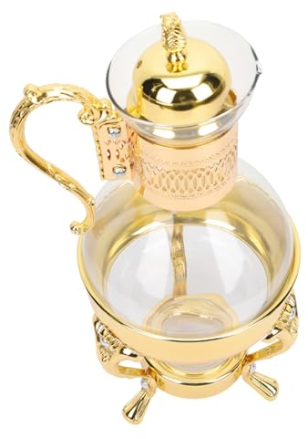 Gadpiparty Heizbare Glas aus Zinklegierung und Glas Große Kapazität Goldfarben Komfortabler Griff Sicher und Hitzebeständig im Europäischen Stil Geeignet für Haushalt und Café