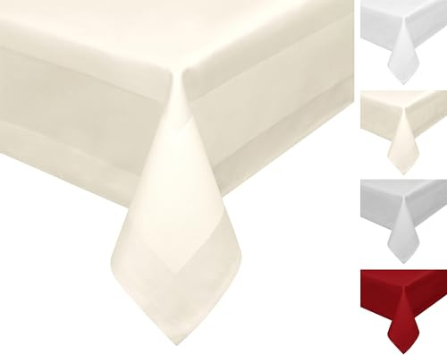 BEAUTEX Damast Tischdecke 100% Baumwolle, 130x130, Creme, Gastronomie | Kochfest bis 95 °C, chlorfest und strapazierfähig – hochwertige Tischwäsche für Gastronomie, Hotellerie, Events und Feiern