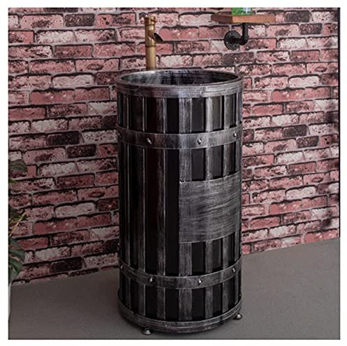Lavabo De Pie Independiente Mueble De Tocador De Baño Y Lavabo De Pie Mueble De Lavabo De Baño Con Pedestal Completo Brillante, Unidad Debajo Del Lavabo, 18 X 18 X 34,2 Pulgadas, Negro, Con Espejo