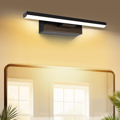 SERBASIC LED Spiegelleuchte Badwand 330°Drehbar Lampe Badezimmer,30cm 6W 600LM Badezimmer Lampe Warmweiß Licht Wand Lampen für bad,Spiegellampen,Schminktisch Beleuchtung Schwarz