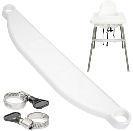 Fotstöd till barnstol, 1 set, i vitt, kompatibel med IKEA Antilop, höjdjusterbar med klämmor för fastsättning på stolsbenet, fotstöd till barnstol, bälteskudde till barnstol, fotstöd till barnstol