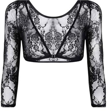 EMOTTOS Women Lace Shrug Top, Open Front V Neck Cropped Top, Sheer Mesh Lace Bolero Shrug with Hook-Eye Closure, Embroidered Floral Wedding Bolero Going Out Party for Dress, Black, XL