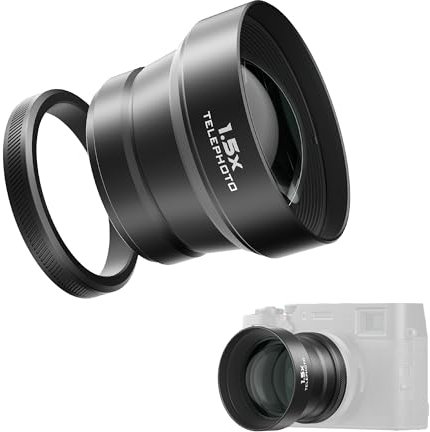 Freewell Téléobjectif 1.5X Compatible avec Fuji X100VI X100V, Zoom amélioré et Design léger (Noir)