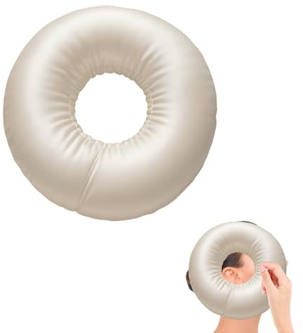QhgPnt Piercing Pillow, Ear Piercing Pillow for Side Sleepers, Champagne Donut Pillow for Ear Pain Relief, Ring Cushion For Side Sleepers, Soft Cotton Material, 28cm Length, 8cm Hole Diameter