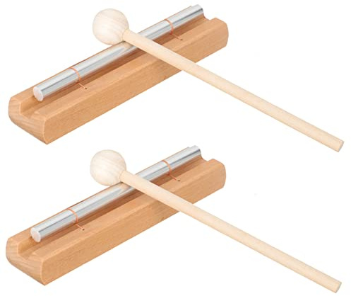 TOYANDONA 2 Stück Meditationsglocken aus Aluminium und Holz Klarer und Angenehmer Klang Schlaginstrument für Yoga und Unterricht in Schulen