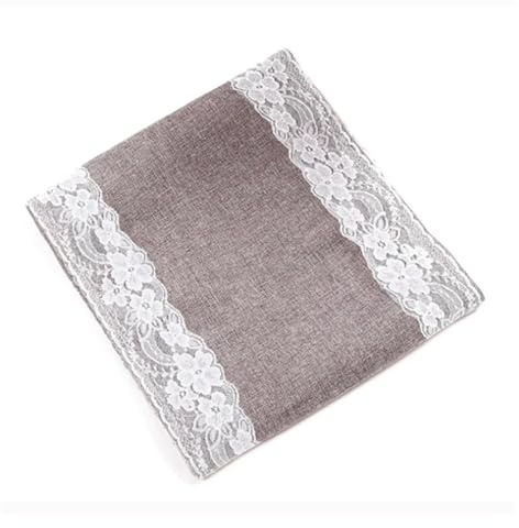 XUCZHAI Camino de Mesa de arpillera Vintage Yute Lino Caminos de Mesa de Encaje Boda Navidad Comedor decoración del hogar(30x180cm)