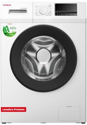 Corberó - Lavadora Carga Frontal Premium 12kg | CLT1204VIN | 1400 Rpm | Motor Inverter | 16 Programas | Vapor | Antialérgico | Inicio Diferido | Lavado Rápido | Puerta XXL | Blanco
