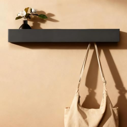 WJUAN 60 cm Wandgarderobe mit Ablage und 7 verdeckten Haken, Schwarz
