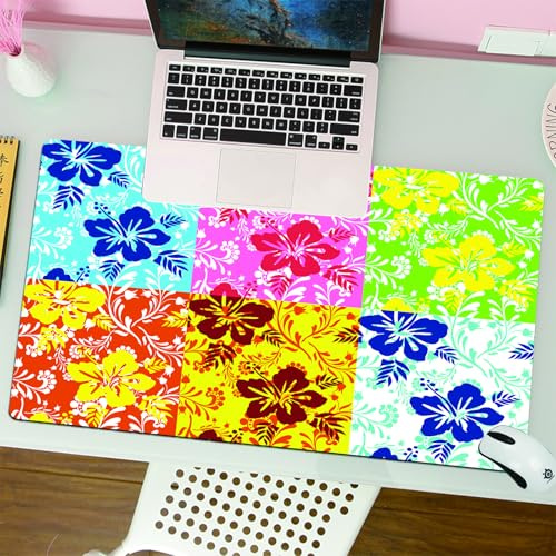 QRFASFZO Tapis de Souris Gaming - 30x80 cm - Tapis de Souris Esports - Ne Glisse jamais - Couverture complète du Bureau - Patchwork Floral Tropical, Six Motifs Floraux différents dans Un Ensemble de