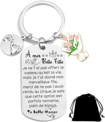 QTZXZX Cadeau Belle Fille Porte clef Original Cadeau Anniversaire Noel Unique Personnalisé pour Ma Belle-Fille cadeau naissance fille De Courage Porte-clés