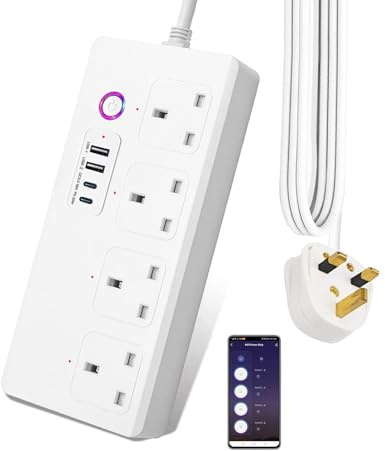 Jinvoo Smart Power Strip, Surge Protector, WiFi Power Strip, USB Power Socket Smart Extension Cord Compatible with Alexa and Google, Smart Life APP, No hub required