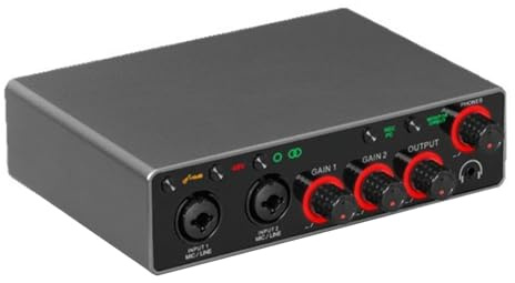 Ksikdeg Interfaces de música USB para PC, tarjeta de sonido Plug and Play, interfaz de música de estudio de metal, tarjeta de sonido de micrófono de metal