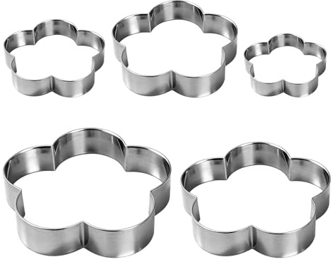 Cortador de Galletas con Forma de Flores - 5 Pcs Moldes Galletas para Repostería, Galletas, Galletas de Mantequilla y Pasteles, Ideales para Postres Caseros, Navidad, Pascua y Fondant