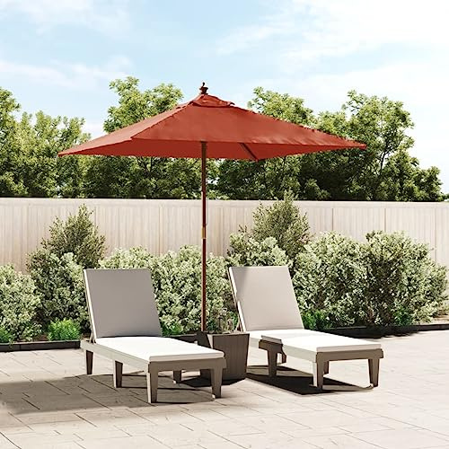 INLIFE Parasol de Jardin avec mât en Bois Terre Cuite 198x198x231 cm