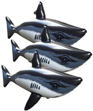 OFFSCH 3pcs Inflatable Shark Toys for Pool Parties and Beach Days, Black Pvc Material with Easy Inflate/deflate Feature, Fun Shark Shape Swimming Water Toys for Kids and Children