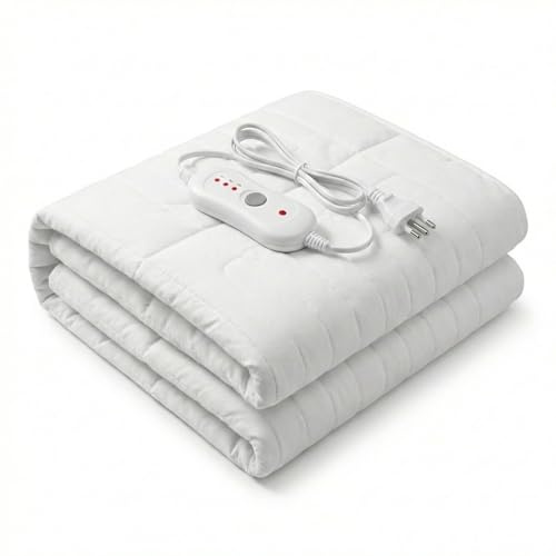 MAKA Scaldaletto Elettrico Singolo e Matrimoniale Termocoperta in Poliestere Traspirante con Telecomando a 3 Livelli di Calore Timer fino a 12 Ore 100W per un Sonno Caldo (Matrimoniale 130x160 cm)