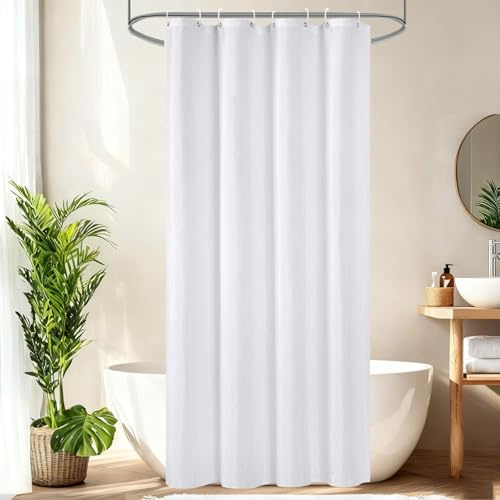 Bocoli Duschvorhang 90x200 cm – Waschbarer Anti-Schimmel Duschvorhang Mit Ösen – Wasserdicht & Für Schmale Dusche/Badewanne – Badezimmer Vorhang weiß