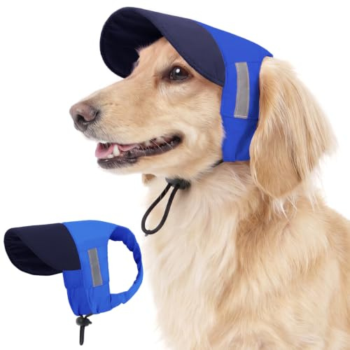 Kuoser Sonnenhut Hund, Hunde Cappy Sonnenschutz für Sommer Outdoor, Blau M | Sonnenhut für Hunde & Katzen: Sonnenschutz, mit Kordel verstellbar, klappbare Krempe, mit reflektierenden Streifen, leicht
