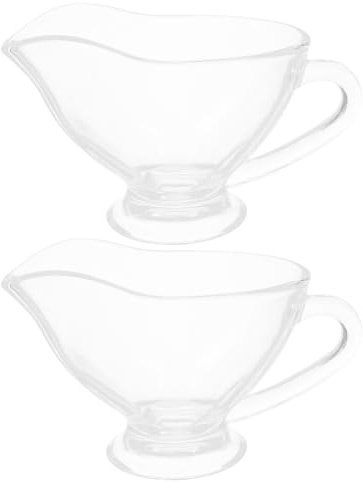 Beaupretty 2pcs Glass Gravy Boat Sauce Jug Set with Handle 215ml Capacity Each Easy Handling Lightweight Glass Mini Sauce Containers for Serving Salad Dressings and Steaks