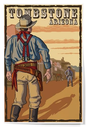 Lantern Press Print, Tombstone, Arizona, Cowboy Standoff