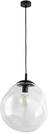 Licht-Erlebnisse Pendelleuchte Rauchglas Kugel unförmig Klarglas D:30cm E27 für Wohnzimmer Küche Flur Schlafzimmer Hängeleuchte Hängelampe Decke Innen